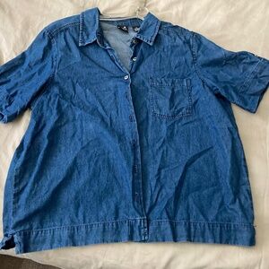 Vintage Erica Denim Button Down Short Sleeve Blouse  Women’s 2x